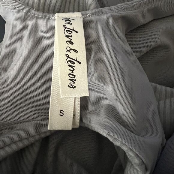 FOR LOVE & LEMONS Ribbed Cutout Bodysuit Grey Keyhole Thong Sexy Size Small R23 - Picture 6 of 6